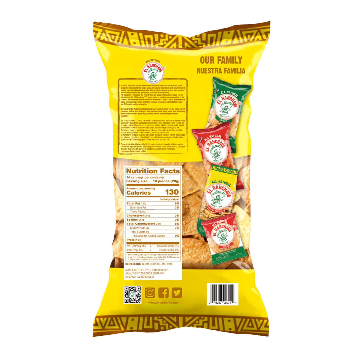 El Ranchava® UNSALTED Tortilla Chips